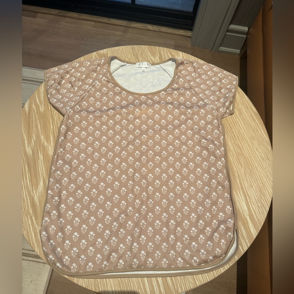 LAKE Pajamas Pima Floral Sandstone TOP ONLY.